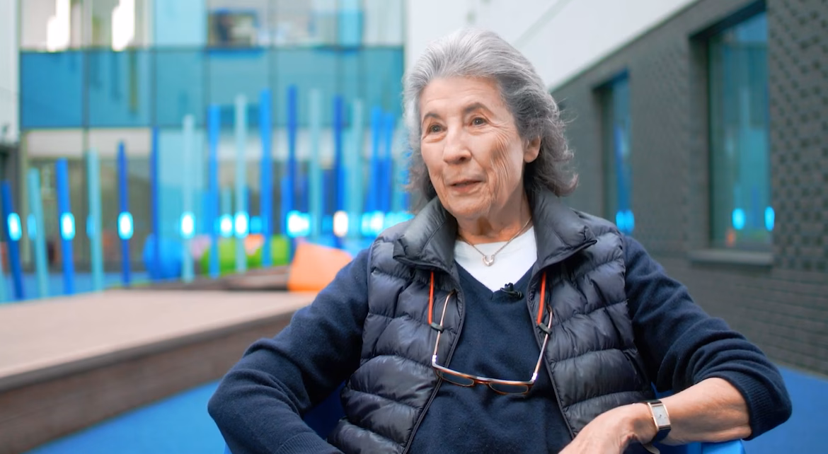 Felicity dahl talks about the Roald dahl window at the hospital