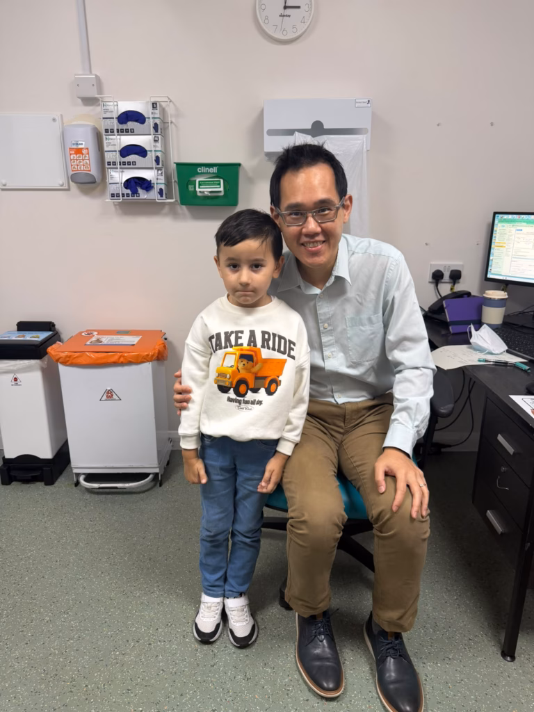 Patient with surgeon