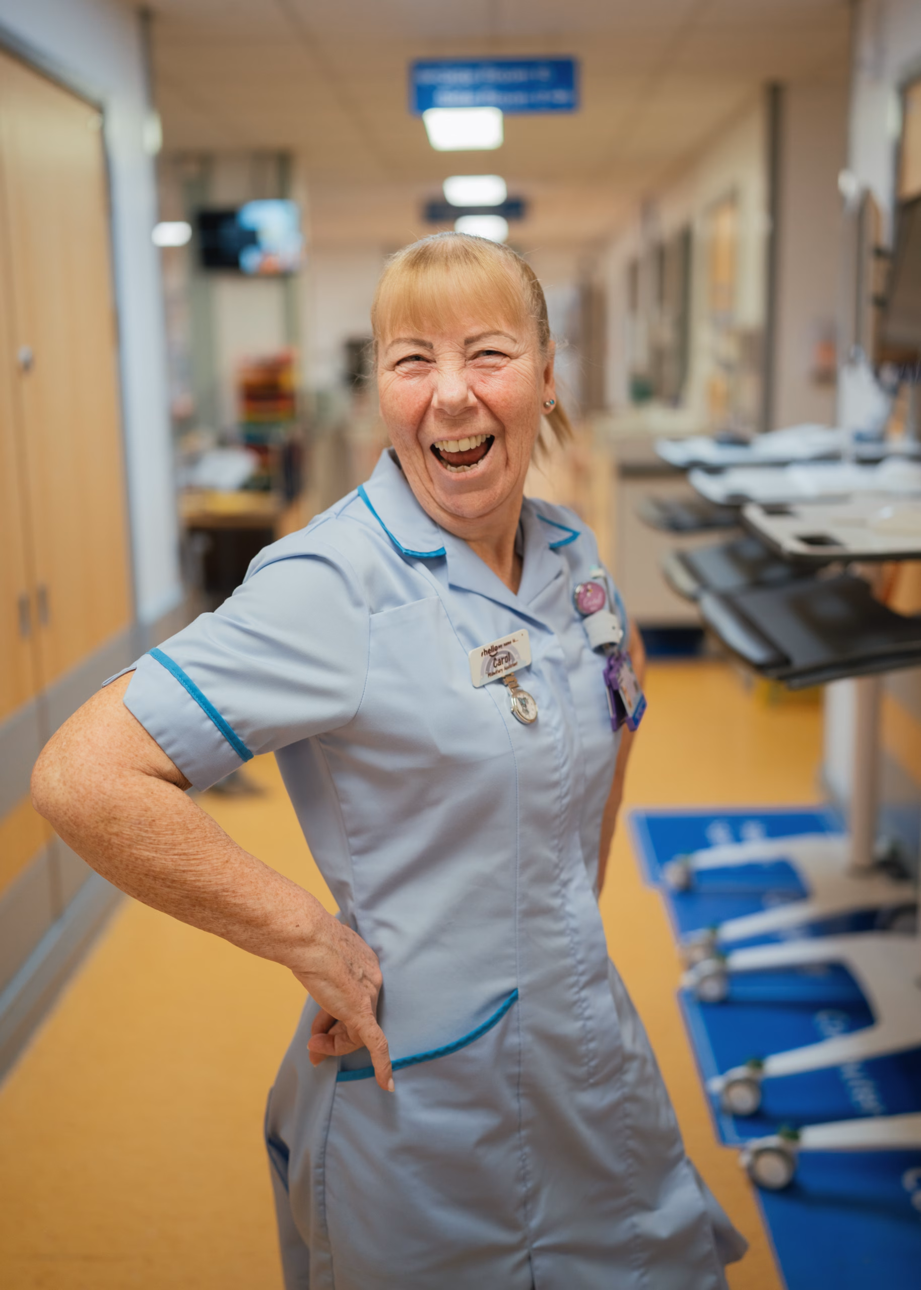 laughing nurse at birmingham womens charity
