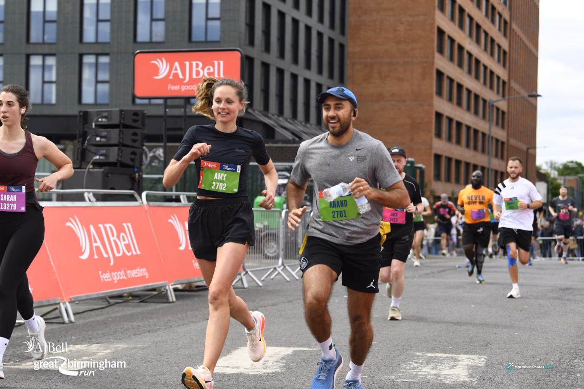 Knights Pharmacy MD Anand Sodha and his wife Amy, running the Great Birmingham Run